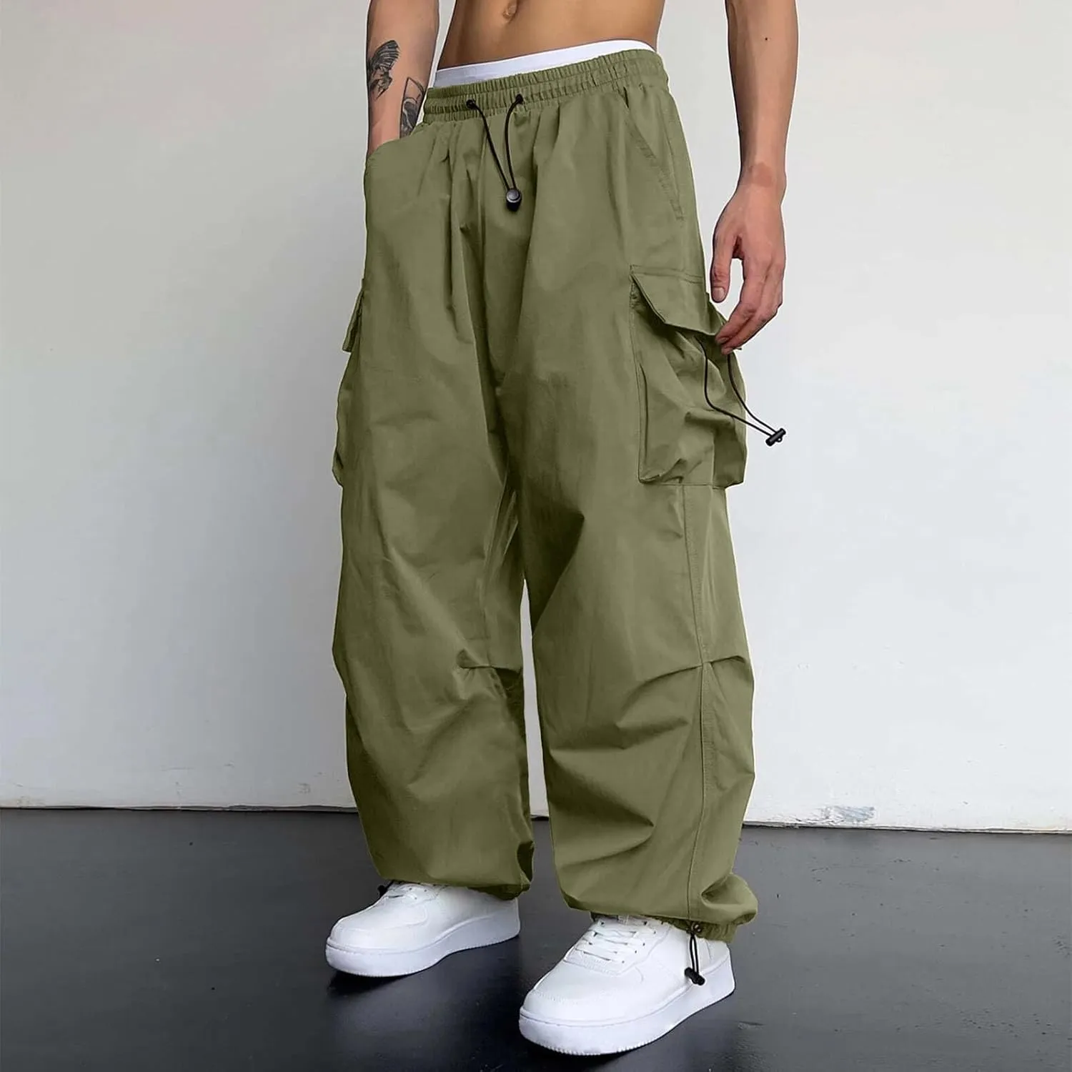 Cargo Pants for Men Baggy Casual Trendy Parachute Pant Loose Fit Harem Streetwear Joggers with Pockets