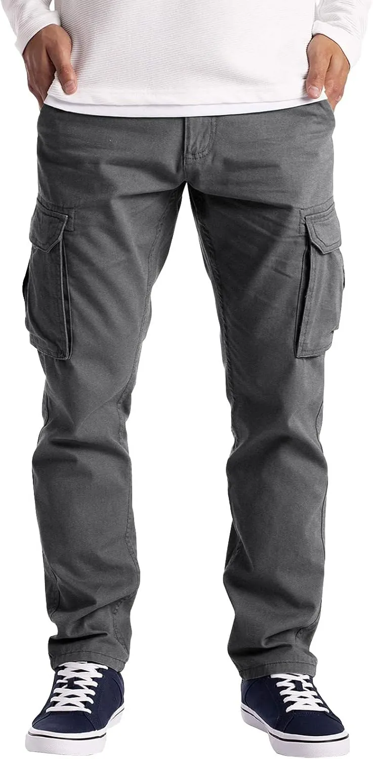 Cargo Pants for Men Big and Tall, Zipper Pockets Running Athletic Workout Pants Tapered Sweatpants for Men Golf Track