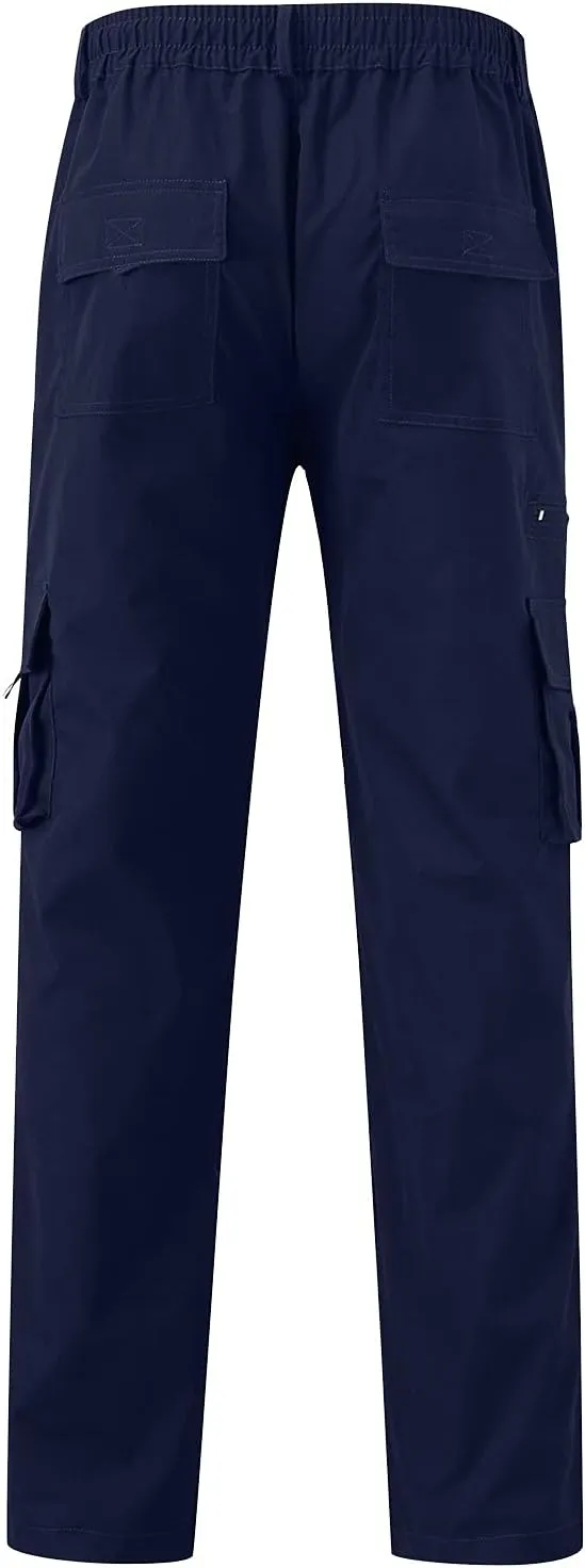 Cargo Pants for Men Casual Lounge Jogging Athletic Pants with Zipper Pockets Work Drawstring Loose Work Sweatpants