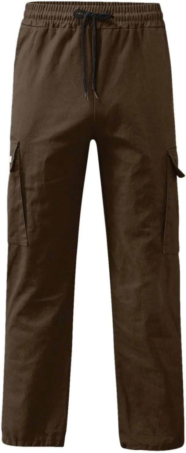 Cargo Pants for Men, Multiple Pockets Solid Pants Outdoor Straight Leg Fitness Long Pant Athletic Tactical Pants