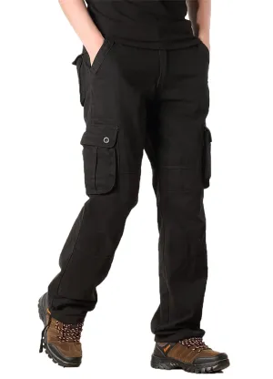 Cargo Pants for Men Relaxed Fit Casual Work Trousers Cotton Hiking Tactical Pants with 6 Pockets (38,Black)