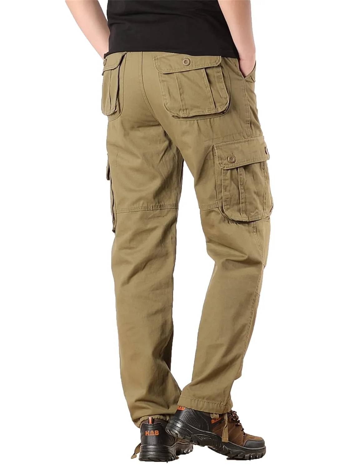 Cargo Pants for Men Relaxed Fit Casual Work Trousers Cotton Hiking Tactical Pants with 6 Pockets (38,Military Yellow)