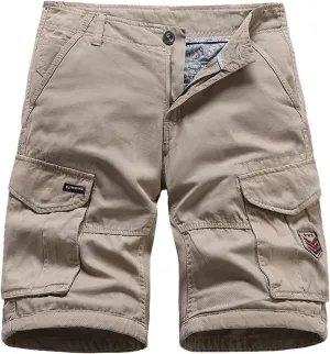 Cargo Shorts for Men Relaxed Fit, Men's Slim Flat-Front Comfort Stretch Chino Shorts Summer Hiking Fishing Shorts
