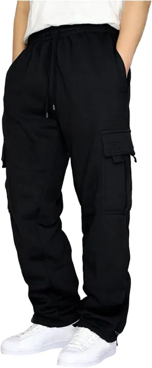 Cargo Sweatpants for Men Big and Tall Drawstring Cargo Pants Elastic Waist Workout Pants Athletic Joggers with Pockets