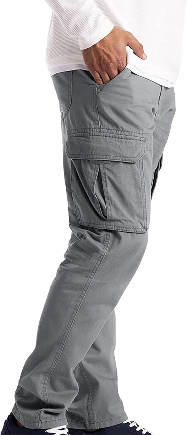Cargo Work Pants for Men Multiple Pockets Straight Leg Trousers Slim Fit Casual Outdoor Hiking Travel Pants