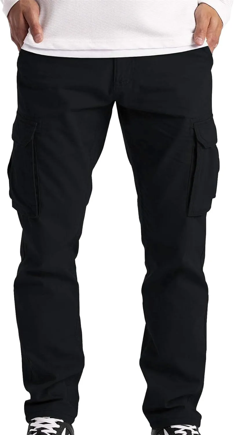 Cargo Work Pants for Men Multiple Pockets Straight Leg Trousers Slim Fit Casual Outdoor Hiking Travel Pants