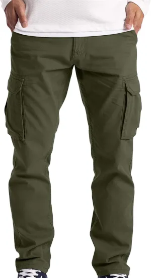 Cargo Work Pants for Men Multiple Pockets Straight Leg Trousers Slim Fit Casual Outdoor Hiking Travel Pants