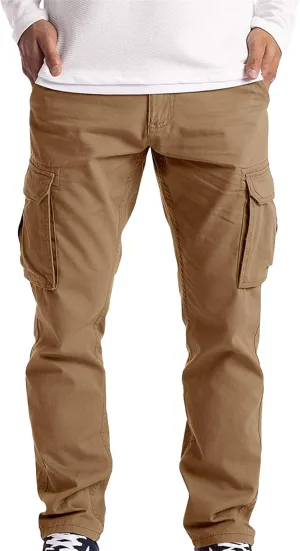 Cargo Work Pants for Men Multiple Pockets Straight Leg Trousers Slim Fit Casual Outdoor Hiking Travel Pants
