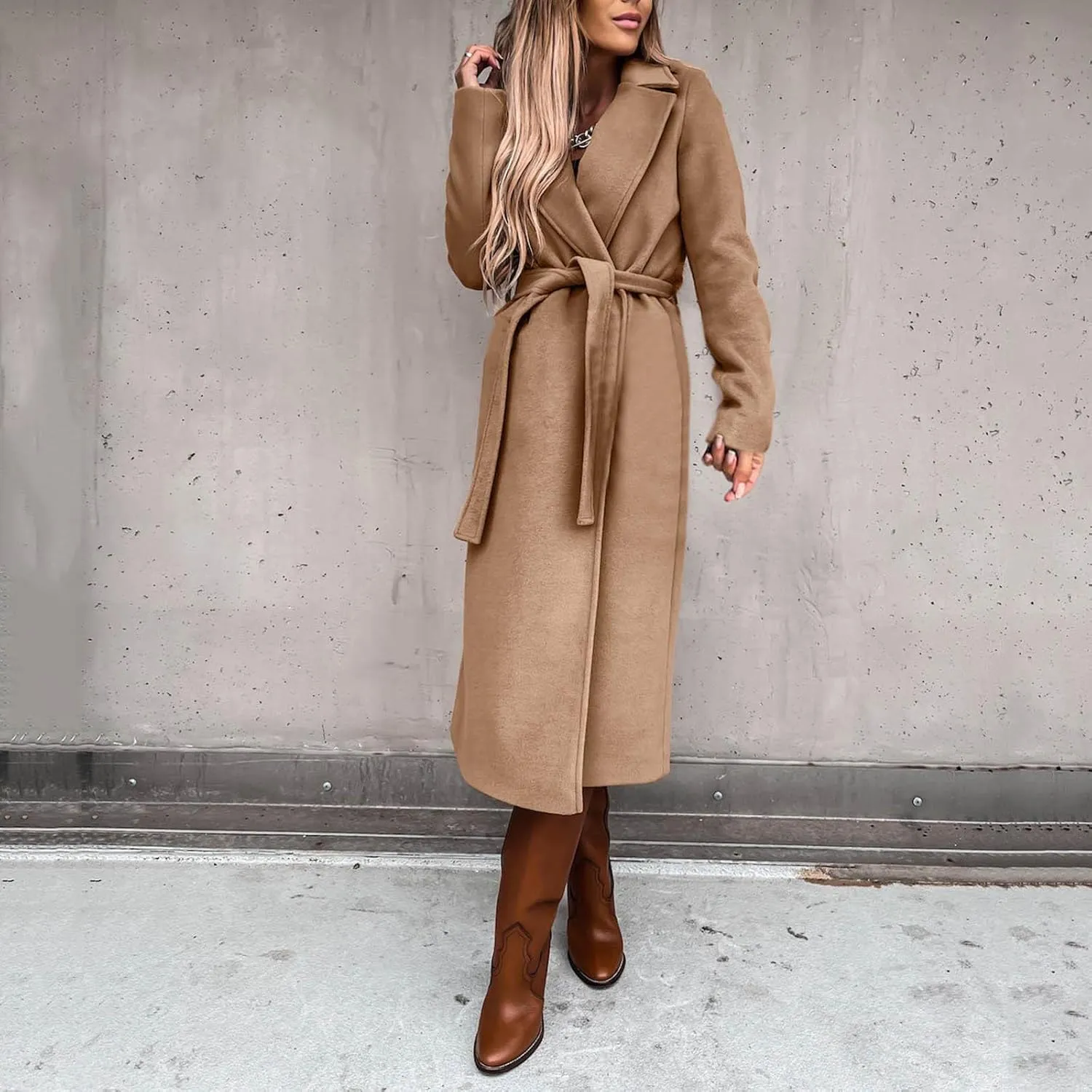 Casual Blazers for Women Long Sleeve Lapel Cardigan Open Front Plain Long Jacket Overcoat Trench Coat Fall Wrap Coat Winter