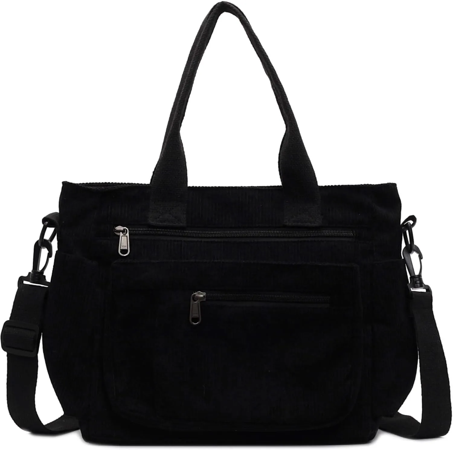 Casual Corduroy Tote Bag with Multiple Pockets, Lightweight Womens Satchel Handbag for Daily Use Work Travel