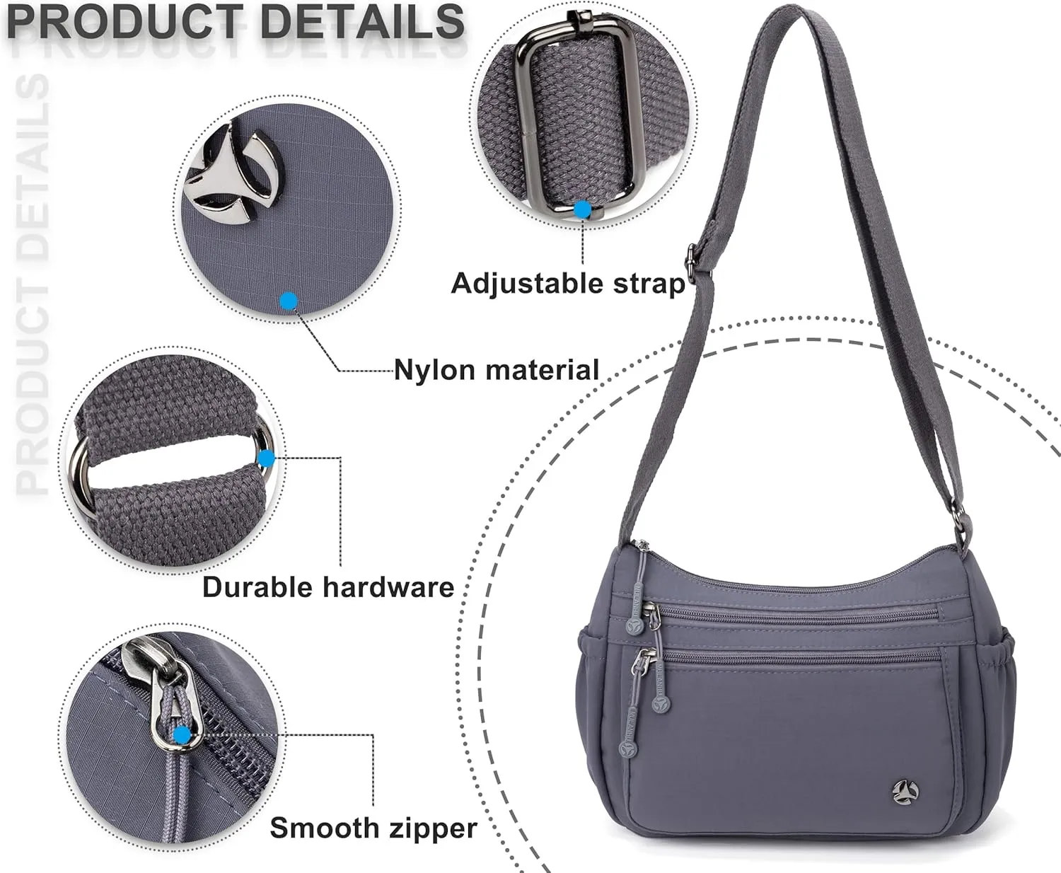 Casual Crossbody Bag with Anti Theft Pocket - Women Lightweight Water-Resistant Purse Bag