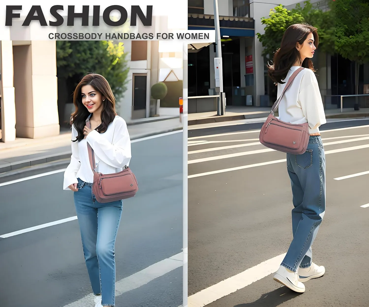 Casual Crossbody Bag with Anti Theft Pocket - Women Lightweight Water-Resistant Purse Bag