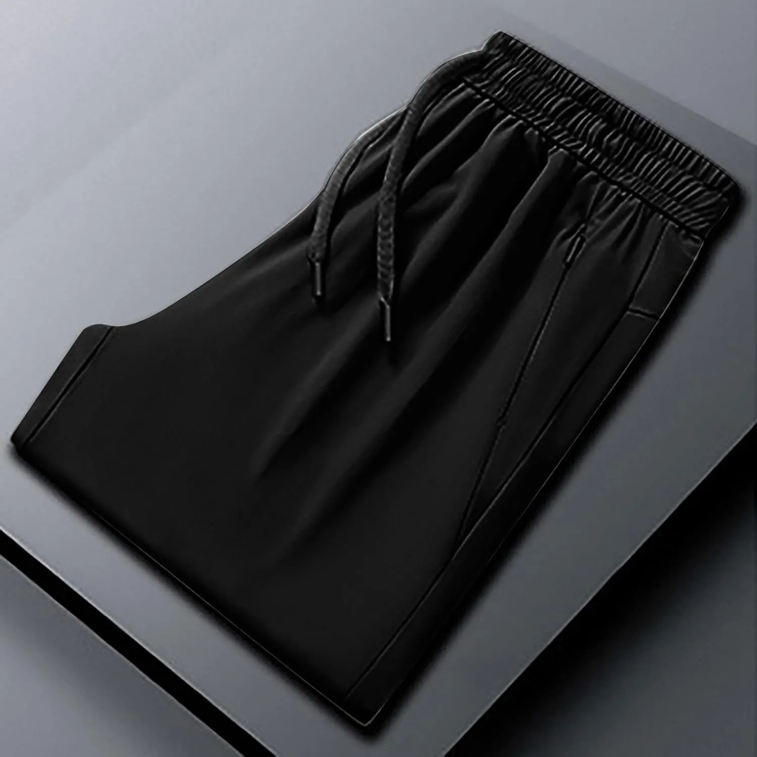 Casual Light Pants Men Belted Foot Pants Solid Sport Pants Relaxed Elastic Waist Pants Breathable Cool Pants