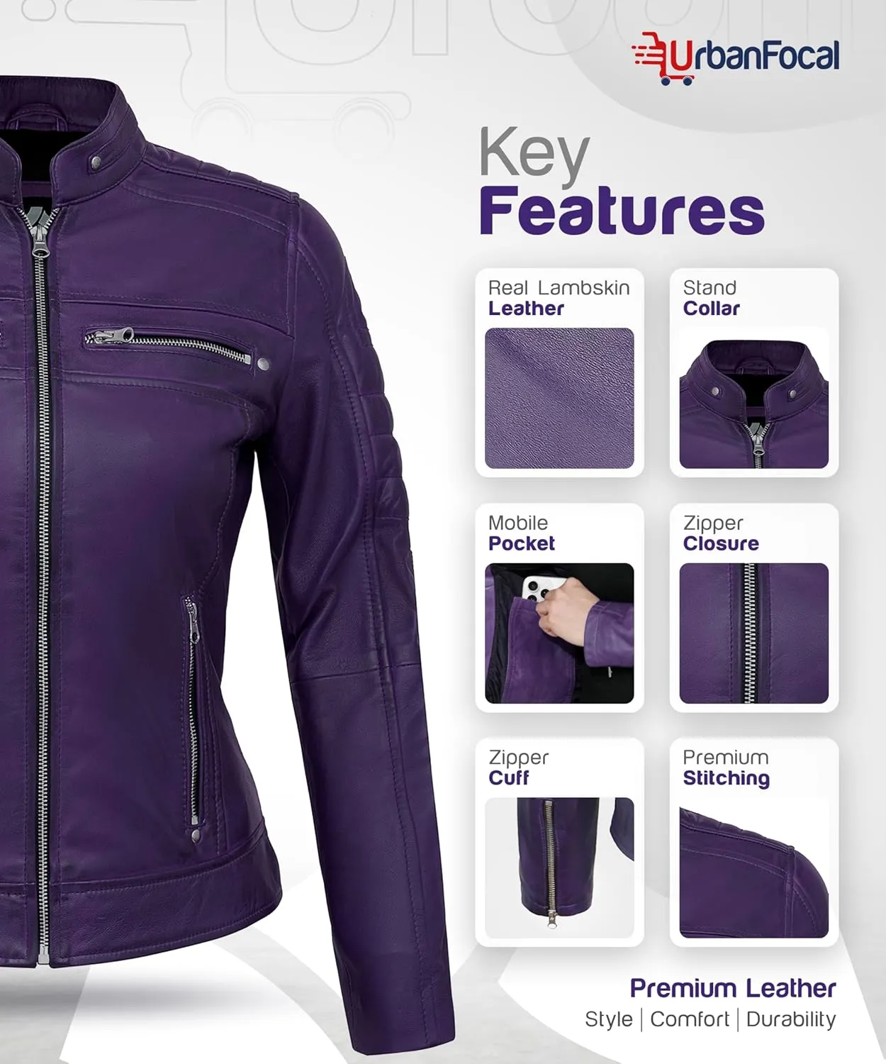Casual Outerwear Real Lambskin Motorcycle Jacket Women - Classic Biker Style Euro Collar Womens Leather Jacket
