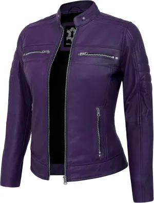 Casual Outerwear Real Lambskin Motorcycle Jacket Women - Classic Biker Style Euro Collar Womens Leather Jacket