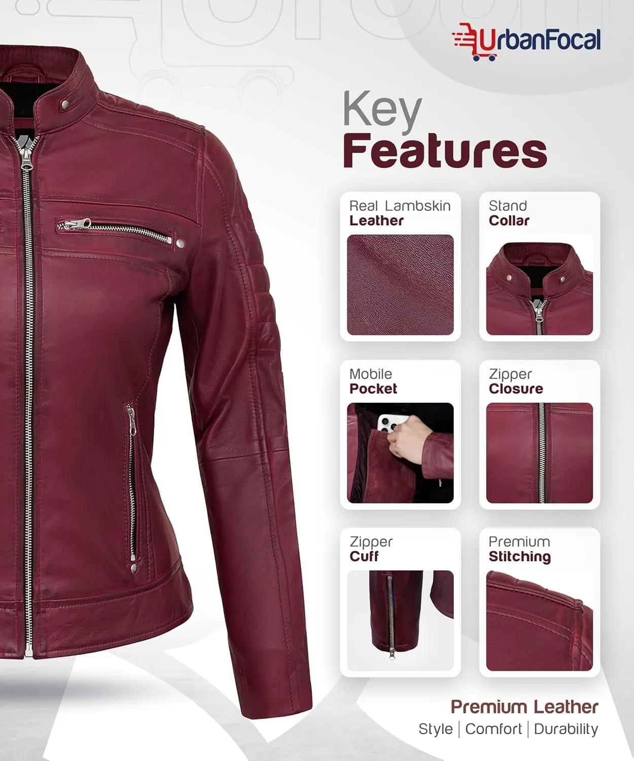 Casual Outerwear Real Lambskin Motorcycle Jacket Women - Classic Biker Style Euro Collar Womens Leather Jacket