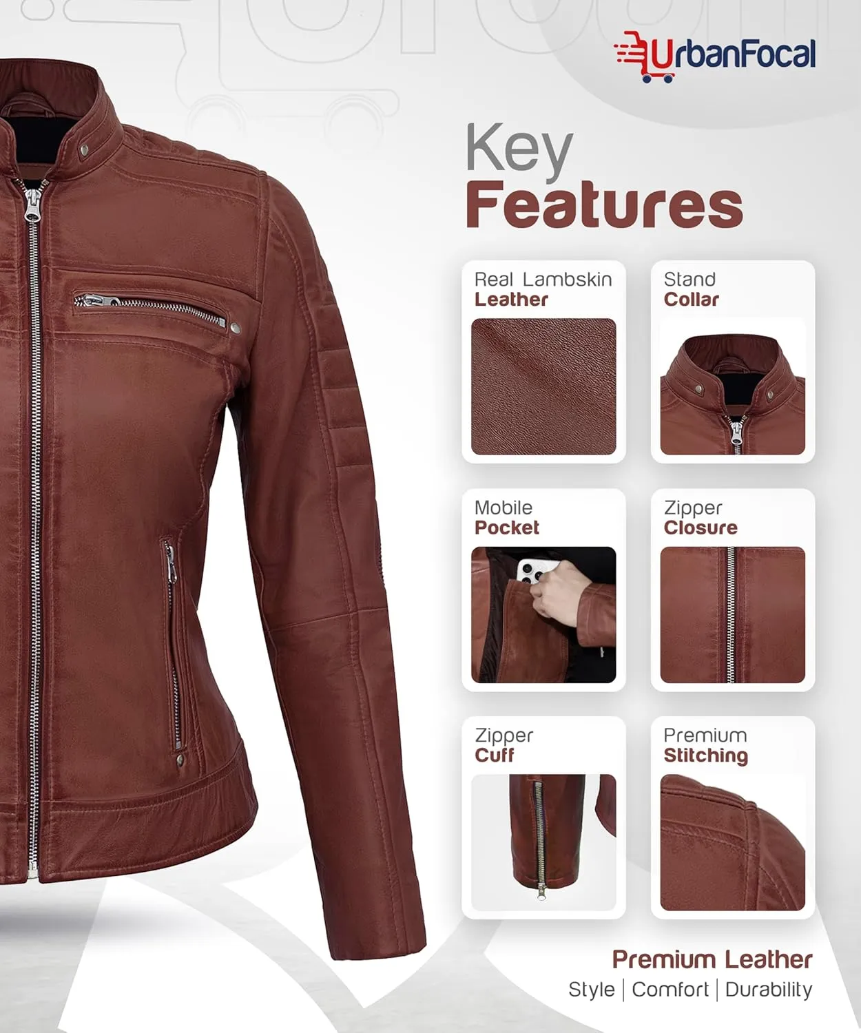 Casual Outerwear Real Lambskin Motorcycle Jacket Women - Classic Biker Style Euro Collar Womens Leather Jacket