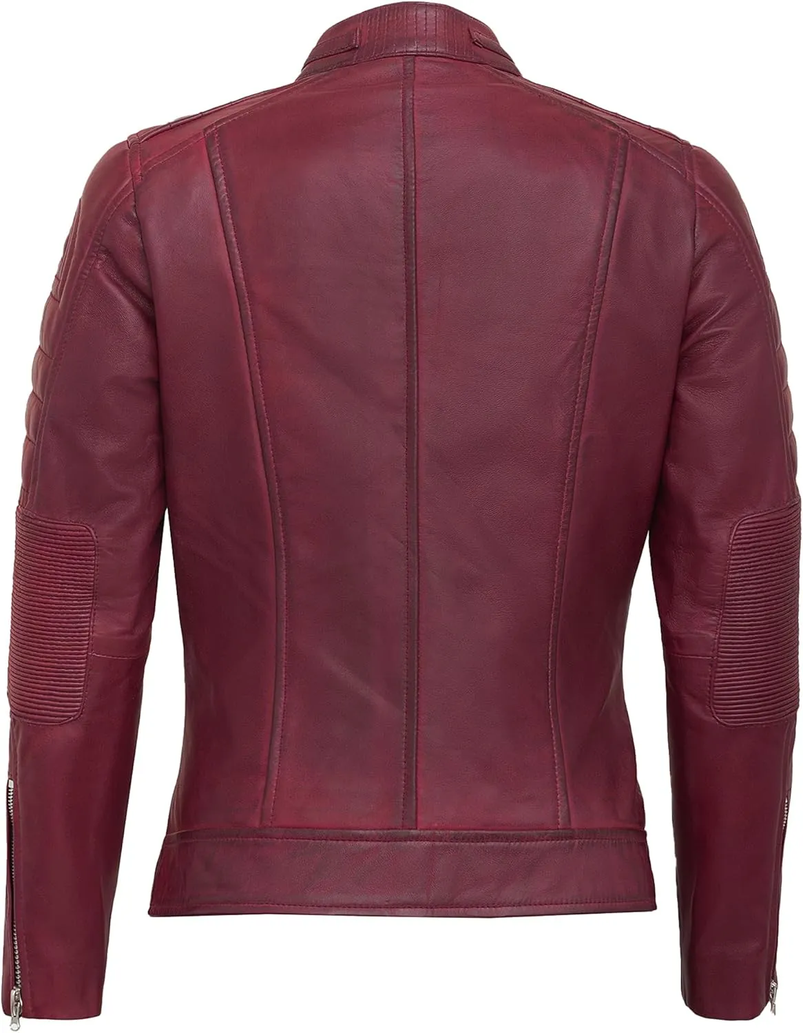 Casual Outerwear Real Lambskin Motorcycle Jacket Women - Classic Biker Style Euro Collar Womens Leather Jacket
