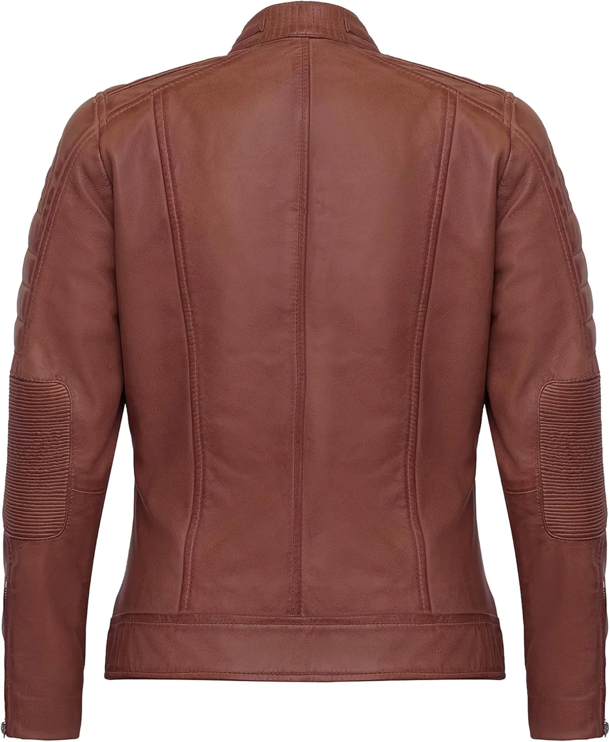 Casual Outerwear Real Lambskin Motorcycle Jacket Women - Classic Biker Style Euro Collar Womens Leather Jacket