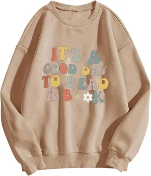 Ceboyel Womens Letter Graphic Print Sweatshirts Crew Neck Pullover Tops Long Sleeve Cute Shirts Trendy Girls Teen Clothes