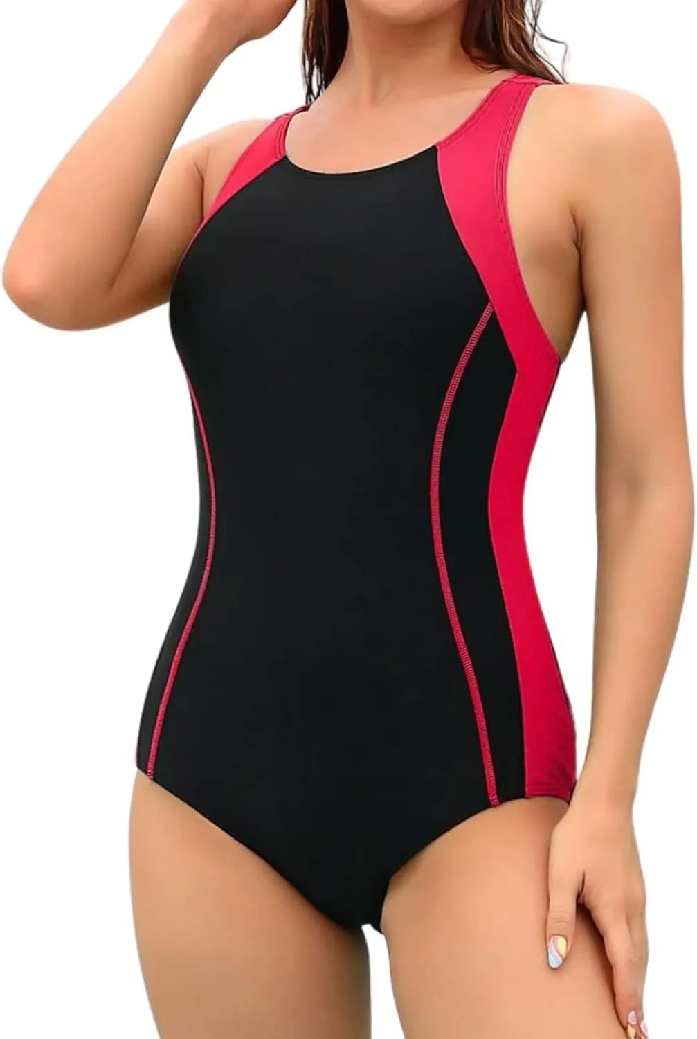 CharmLeaks Women Athletic One Piece Swimsuit Racerback Sport Lap Swimming Suits Swimwear Training Slimming Bathing Suit