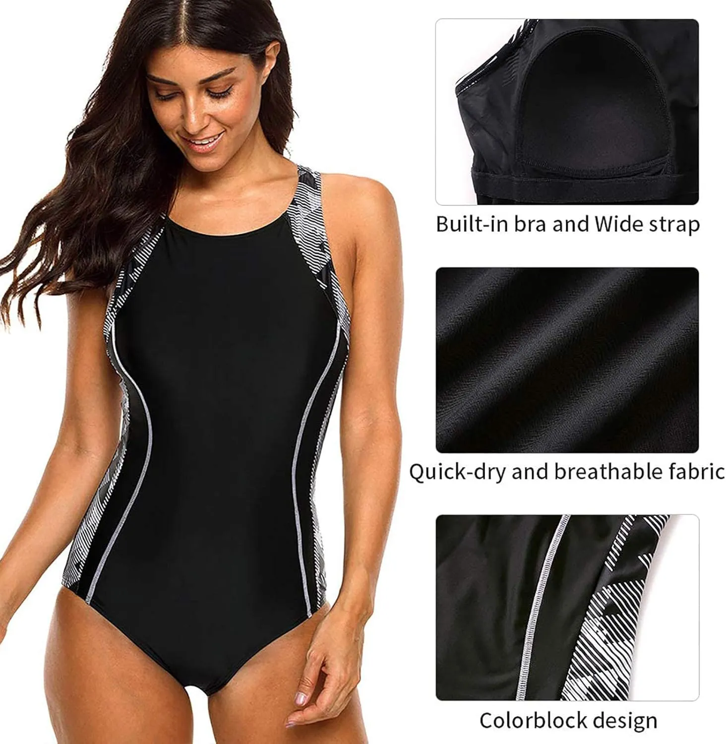 CharmLeaks Women Athletic One Piece Swimsuit Racerback Sport Lap Swimming Suits Swimwear Training Slimming Bathing Suit