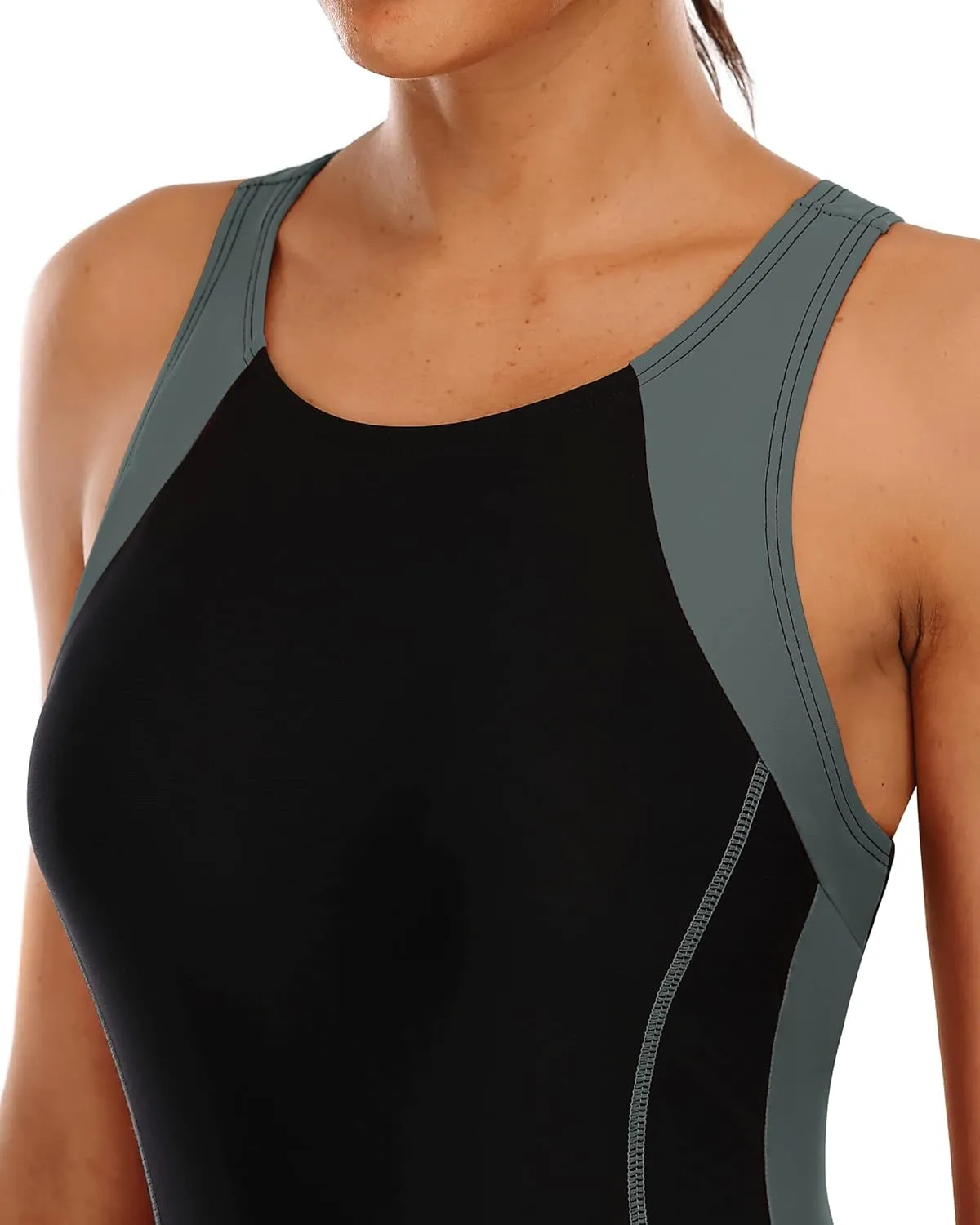 CharmLeaks Women Athletic One Piece Swimsuit Racerback Sport Lap Swimming Suits Swimwear Training Slimming Bathing Suit