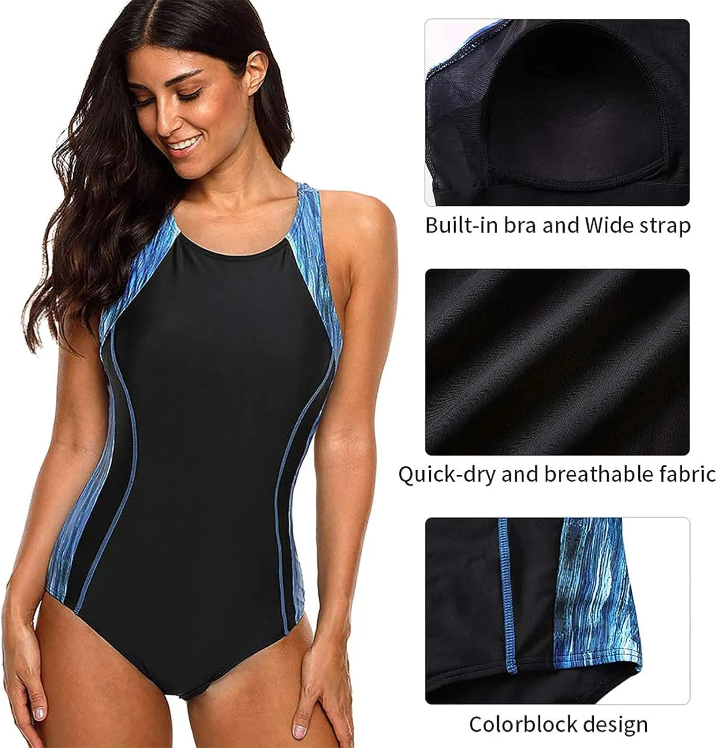 CharmLeaks Women Athletic One Piece Swimsuit Racerback Sport Lap Swimming Suits Swimwear Training Slimming Bathing Suit