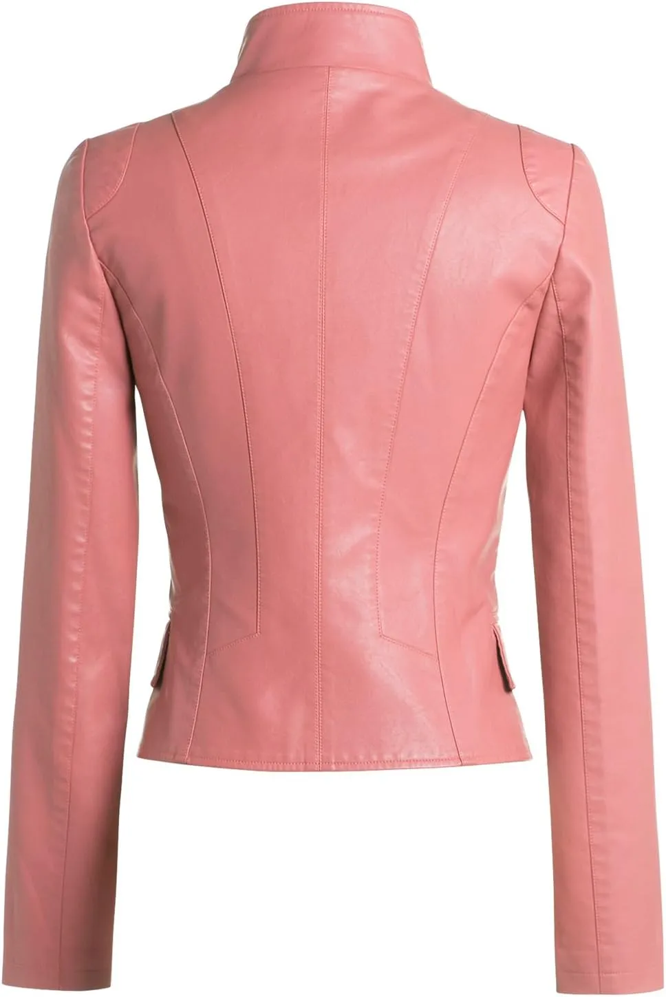 chouyatou Women's Stylish Oblique Zip Slim Faux Leather Biker Outerwear Jacket