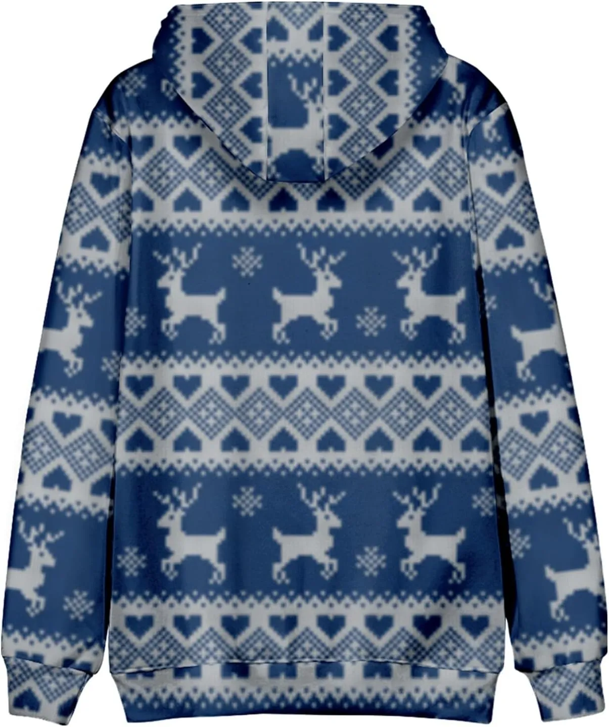 Christmas Hoodies For Men Trendy Funny Snowflake Reindeer Graphic Long Sleeve Drawstring Hooded Sweatshirts