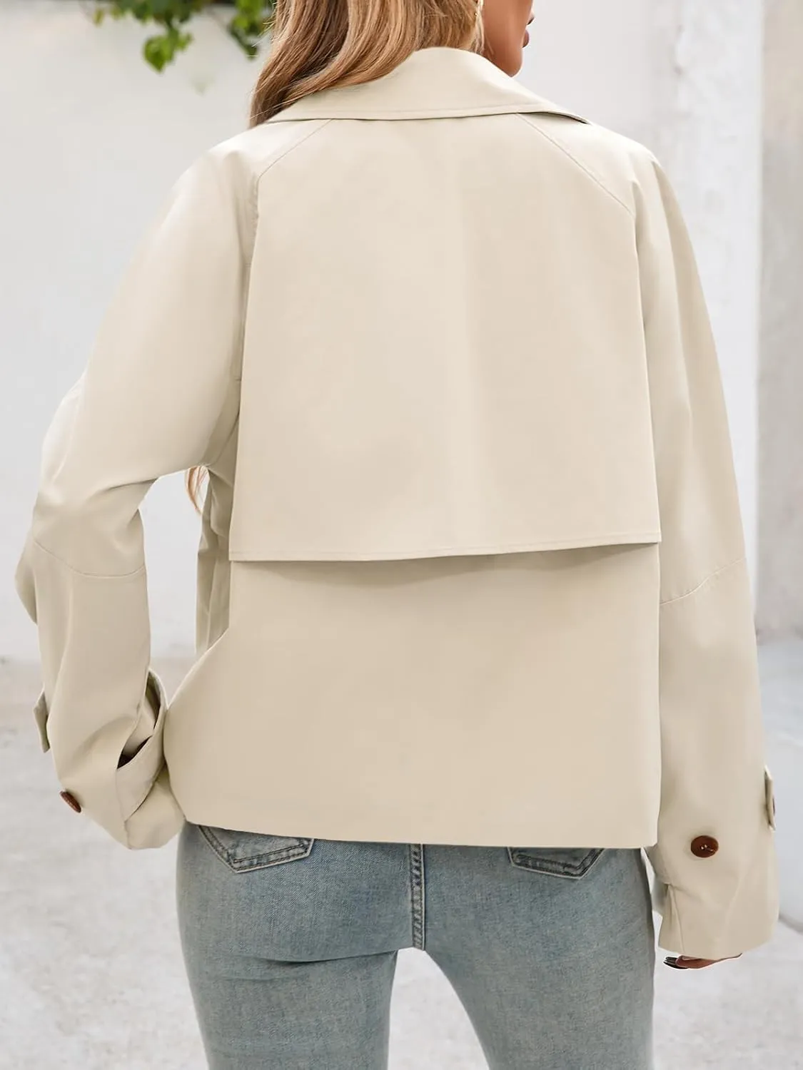 Cicy Bell Womens Cropped Trench Coat Short Single Breasted Jackets Lightweight Casual Outerwear