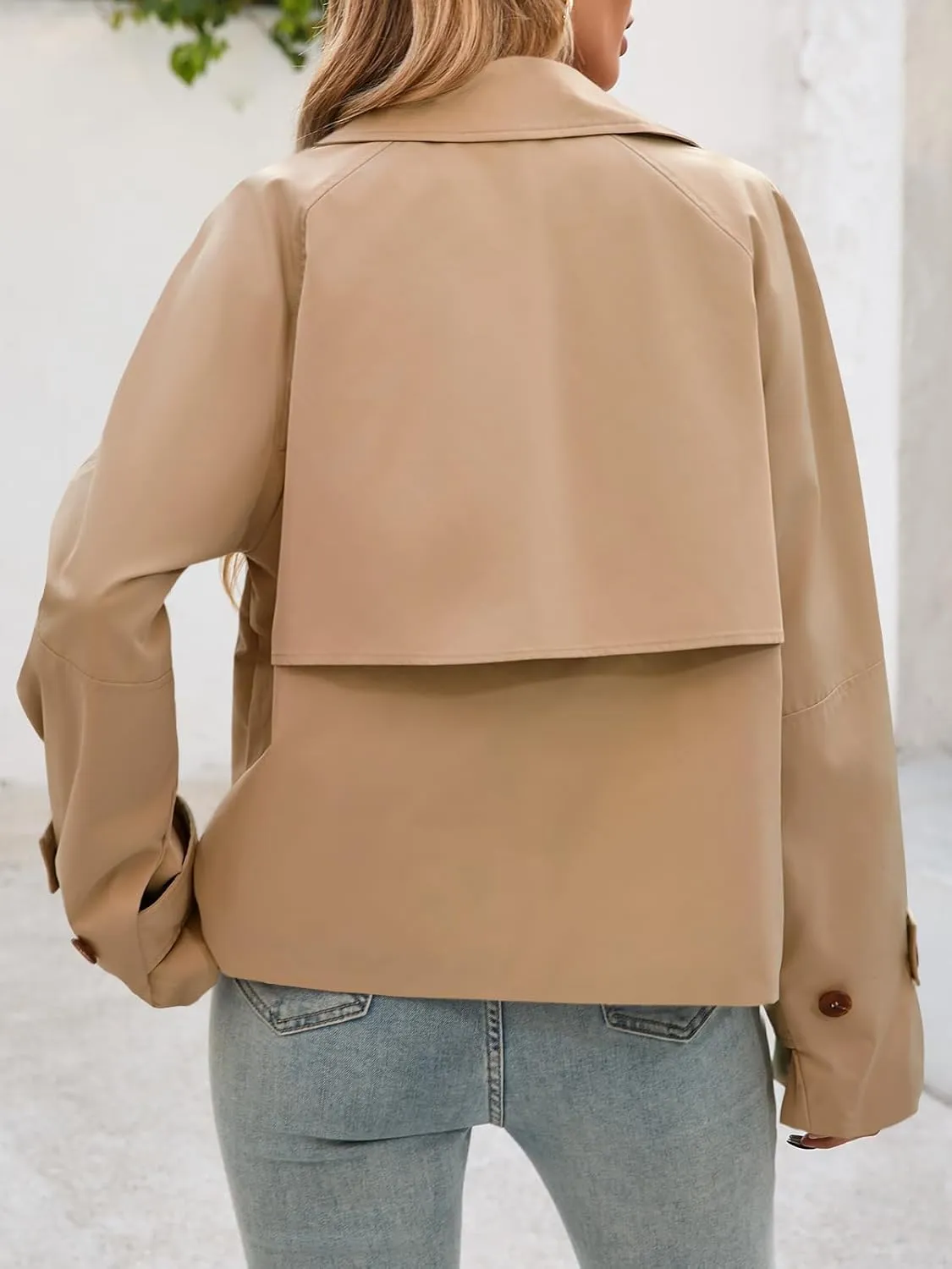 Cicy Bell Womens Cropped Trench Coat Short Single Breasted Jackets Lightweight Casual Outerwear