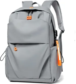 Classic Men's Travel Backpack, Water Resistant, Basic Laptop Compartment Backpack for Women's (Grey)