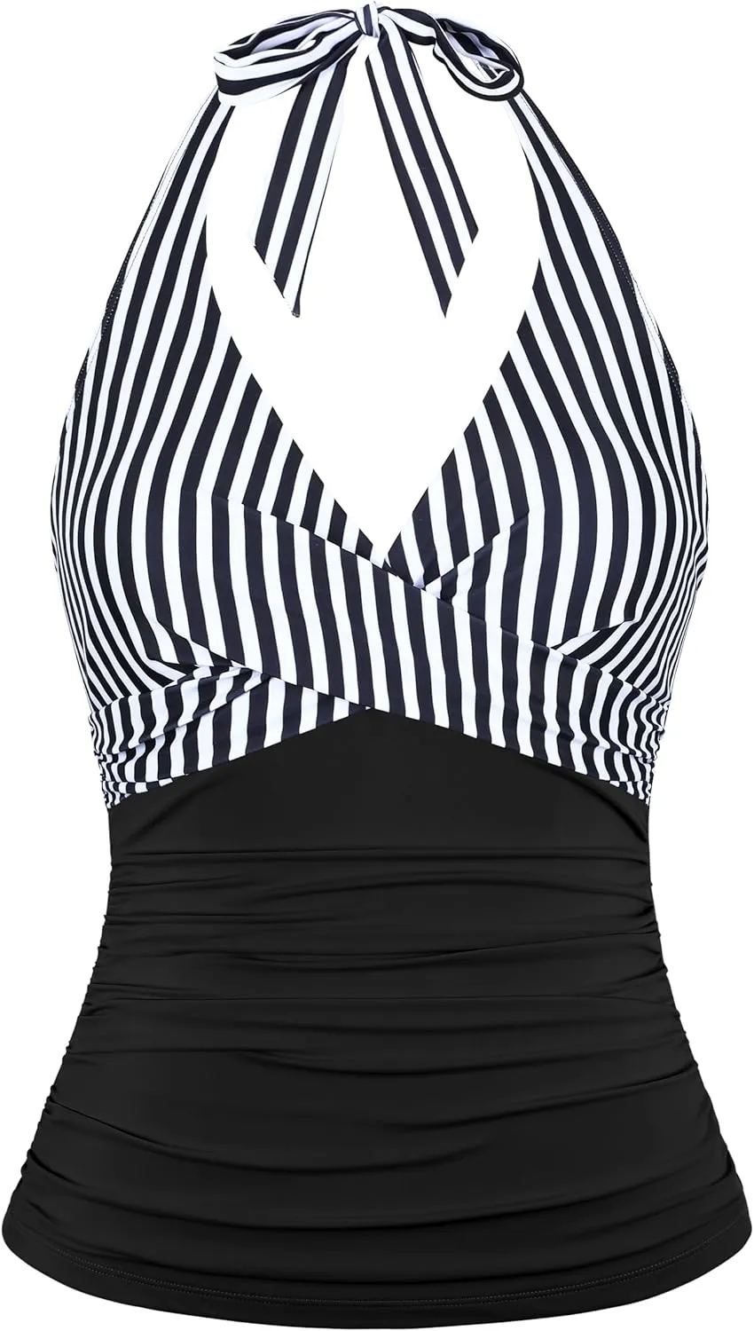 coastal rose Women's Underwire Tankini Top Twist Halter V Neck Swim Top Only Ruched Tummy Control Bathing Suit Tops