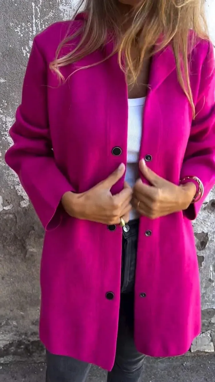 Coat for Women Casual Lapel Single Breasted Jacket Trench Coat Long Sleeve Hooded Cardigan Sweater Fall Outfits Pocket