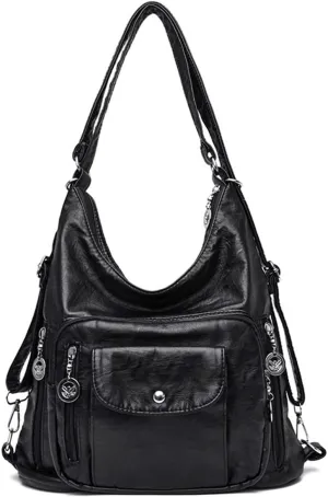 Convertible Backpack Purse for Women PU Leahter Handbag Fashion Hobo Multiple Pockets Tote Satchel Shoulder Bag