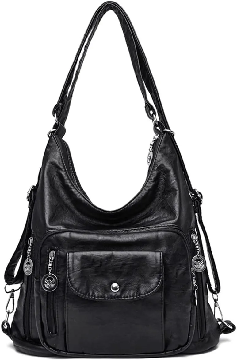 Convertible Backpack Purse for Women PU Leahter Handbag Fashion Hobo Multiple Pockets Tote Satchel Shoulder Bag
