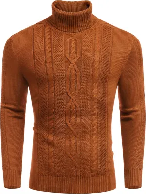 COOFANDY Men's Turtleneck Sweater Slim Fit Casual Warm Twisted Knitted Pullover Sweaters