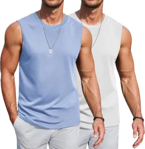 COOFANDY Mens Workout Tank Tops Cotton 3 Pack Soft Muscle Shirt Sleeveless Classic T Shirts Gym Athletic Tank