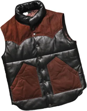 Cotton Padded Warm Mens Waistcoat Vest Coat Cowhide Leather Sheepskin Weskit Vest for Man European Outwear Jacket