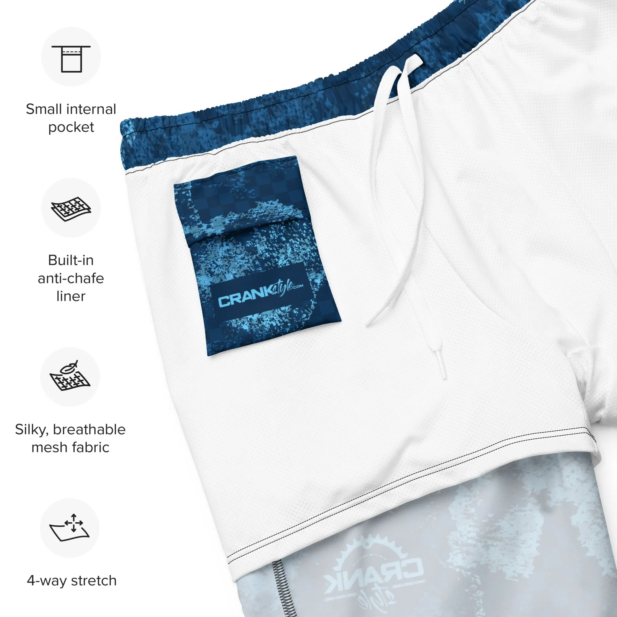 Crank Style's Men's Dirty Blue swim trunks