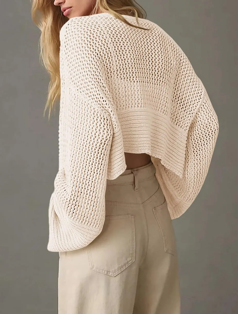 Cropped Cardigan Sweaters for Women Kimonos Boho Lightweight Summer Open Front Knit Cardigan Outerwear