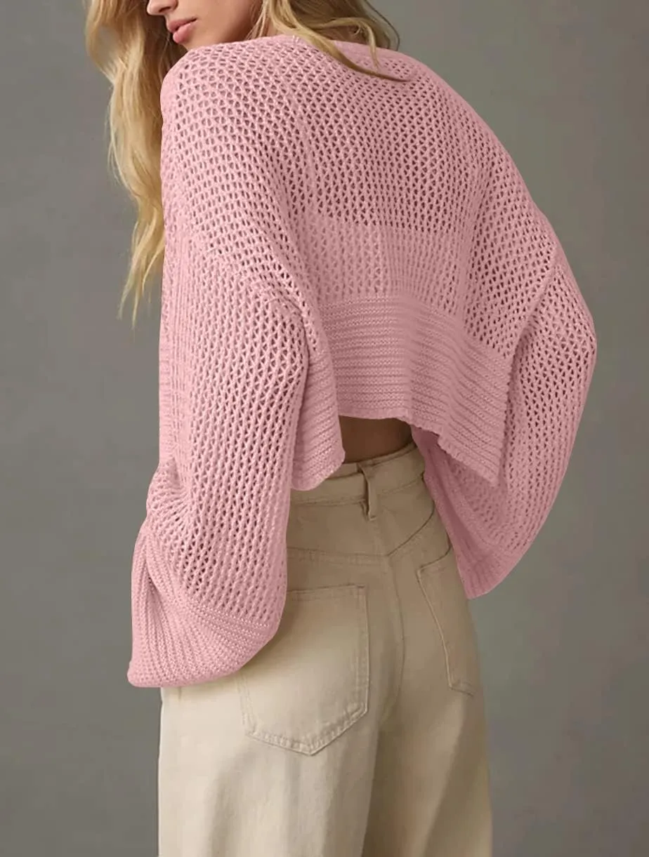 Cropped Cardigan Sweaters for Women Kimonos Boho Lightweight Summer Open Front Knit Cardigan Outerwear