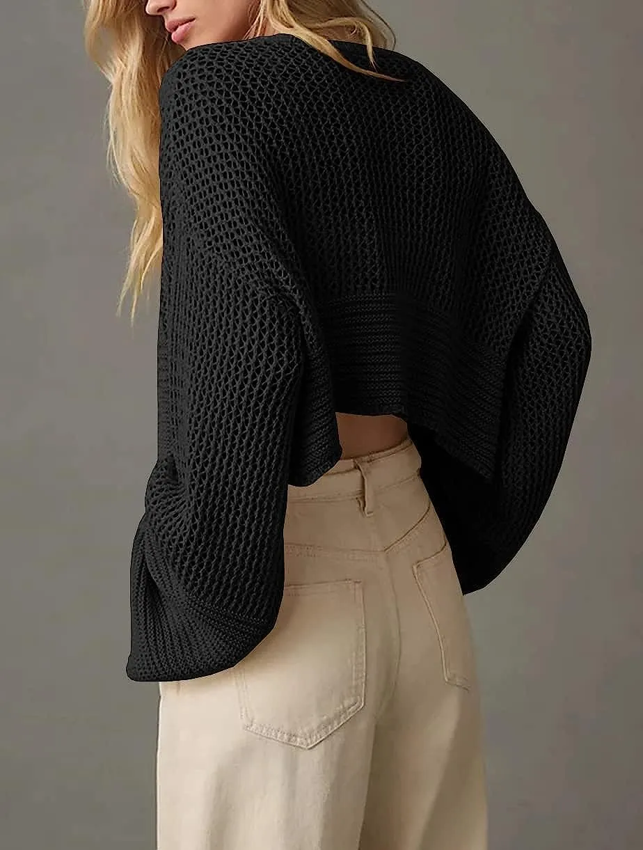 Cropped Cardigan Sweaters for Women Kimonos Boho Lightweight Summer Open Front Knit Cardigan Outerwear