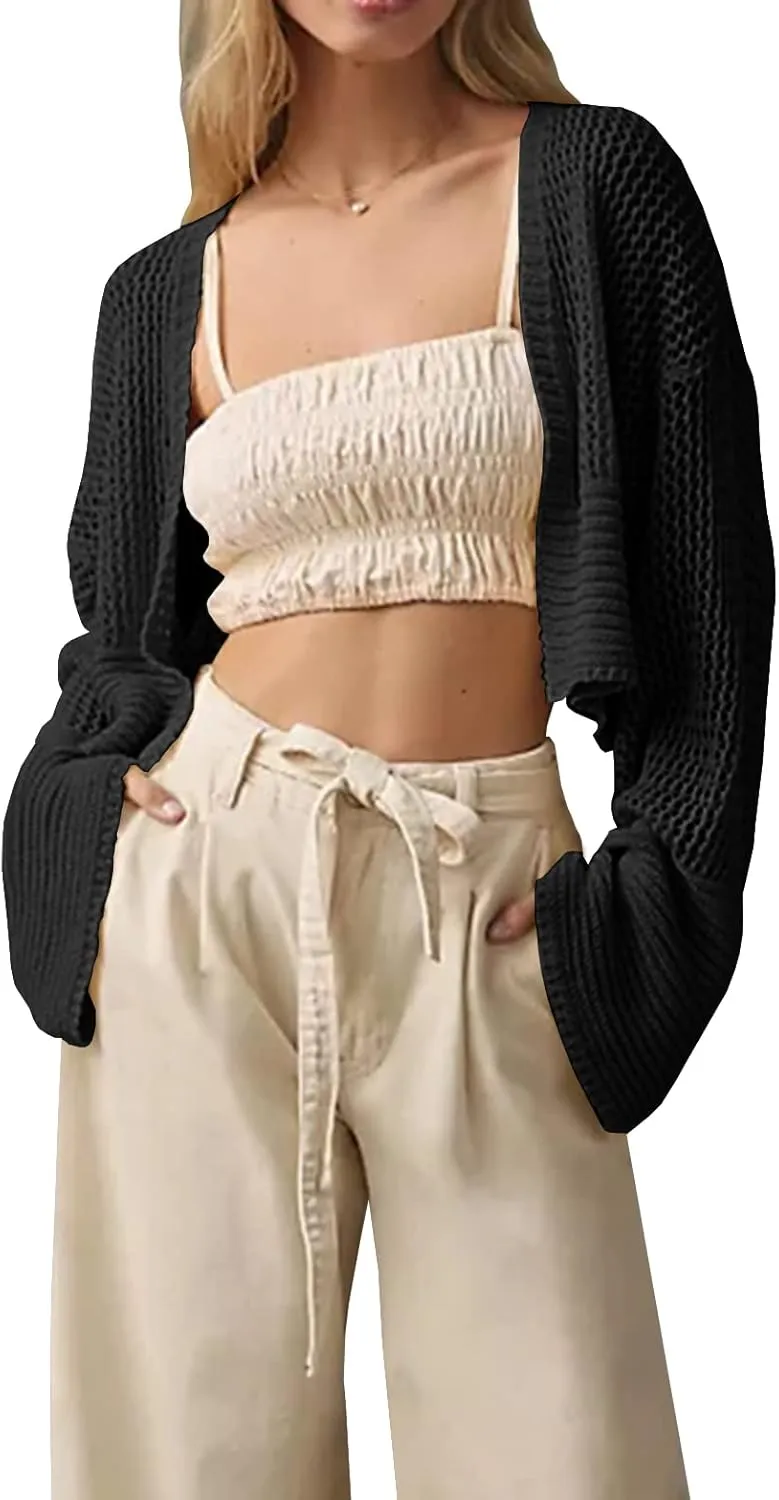 Cropped Cardigan Sweaters for Women Kimonos Boho Lightweight Summer Open Front Knit Cardigan Outerwear