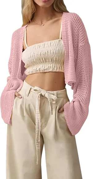 Cropped Cardigan Sweaters for Women Kimonos Boho Lightweight Summer Open Front Knit Cardigan Outerwear