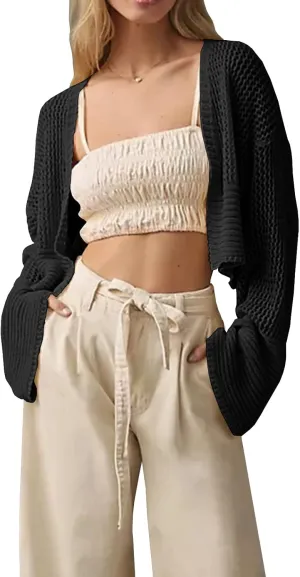 Cropped Cardigan Sweaters for Women Kimonos Boho Lightweight Summer Open Front Knit Cardigan Outerwear