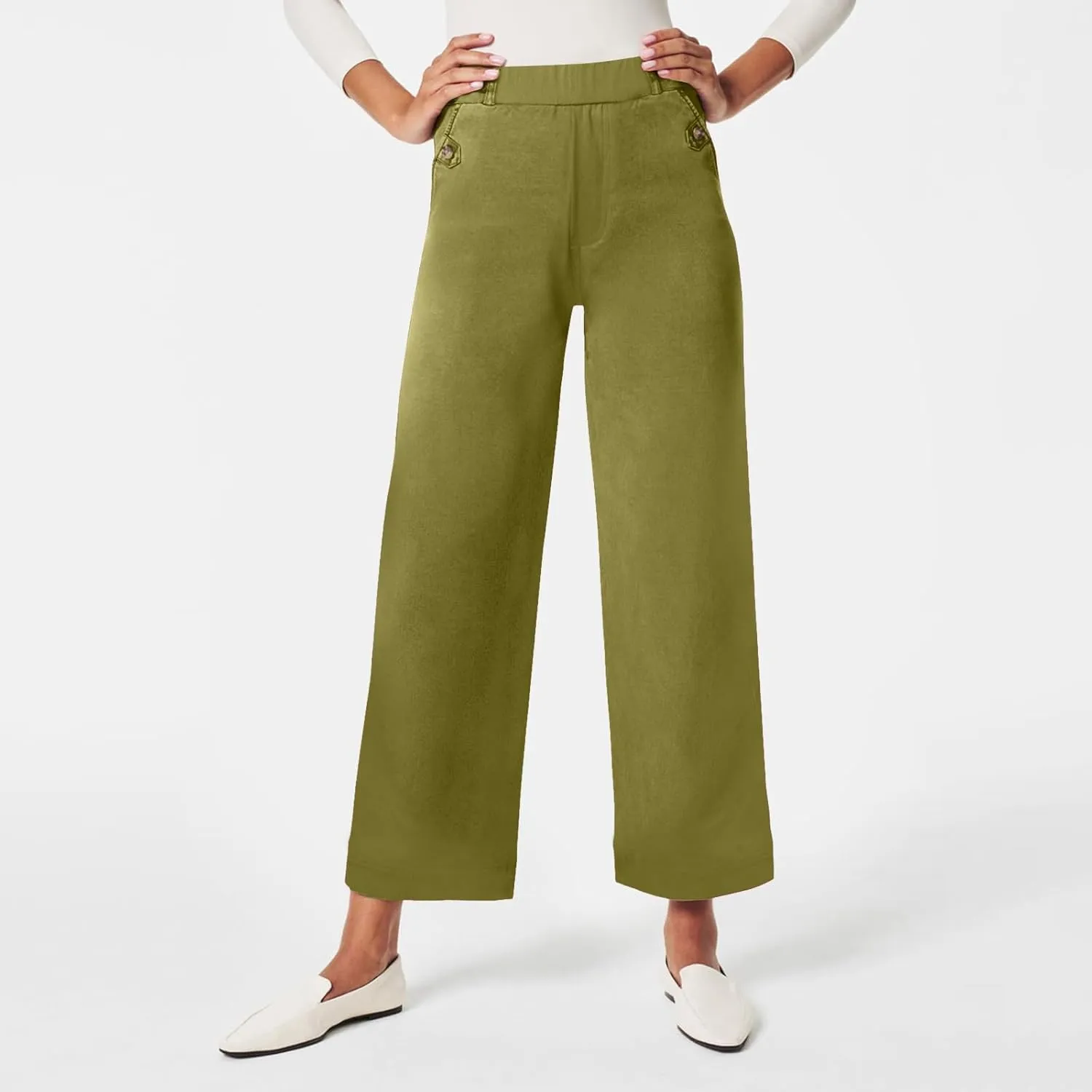 Cropped Pants for Women Casual Straight Wide Leg Plus Size Baggy Capri Trousers Stretch Track Pants with Pockets