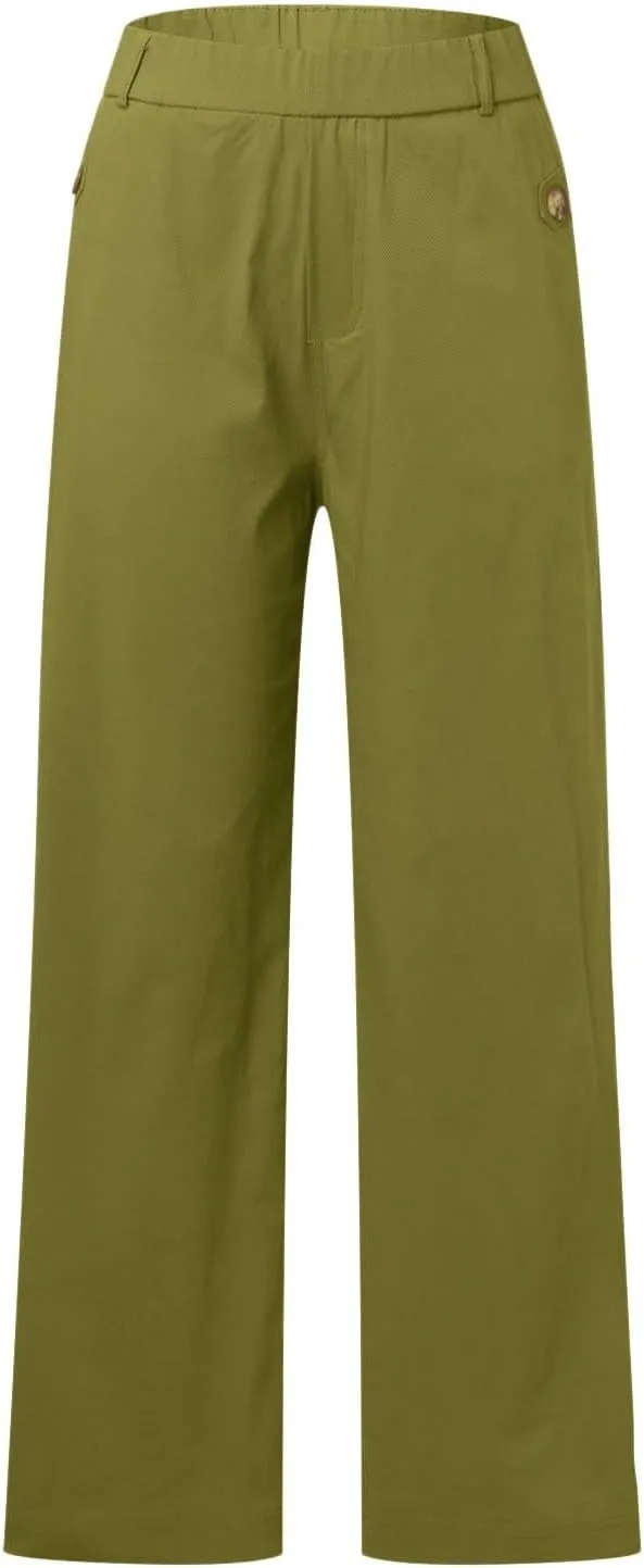 Cropped Pants for Women Casual Straight Wide Leg Plus Size Baggy Capri Trousers Stretch Track Pants with Pockets