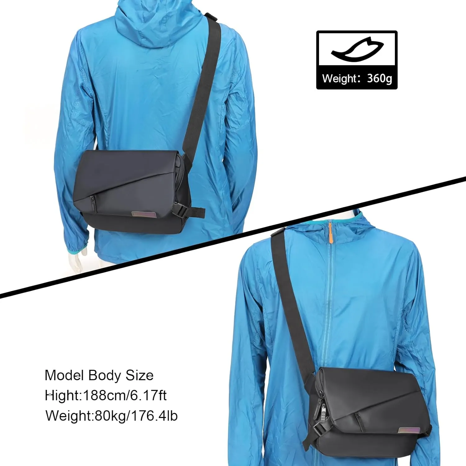 Crossbody bag Messenger Bag for Commuting, Water-Resistant, 12 x 8 x 3 in
